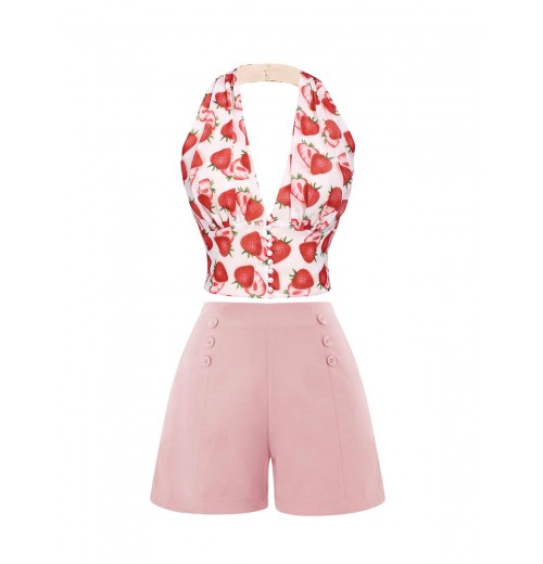 Pink Button Solid Shorts Pink Button Solid Shorts