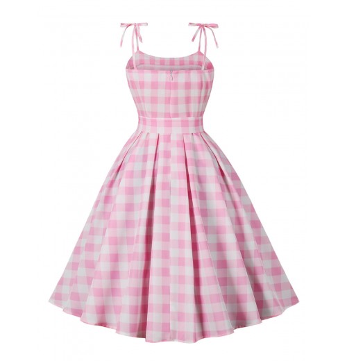 Plus Size Pink Plaid Strap Dress Plus Size Pink Plaid Strap Dress