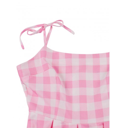 Plus Size Pink Plaid Strap Dress Plus Size Pink Plaid Strap Dress