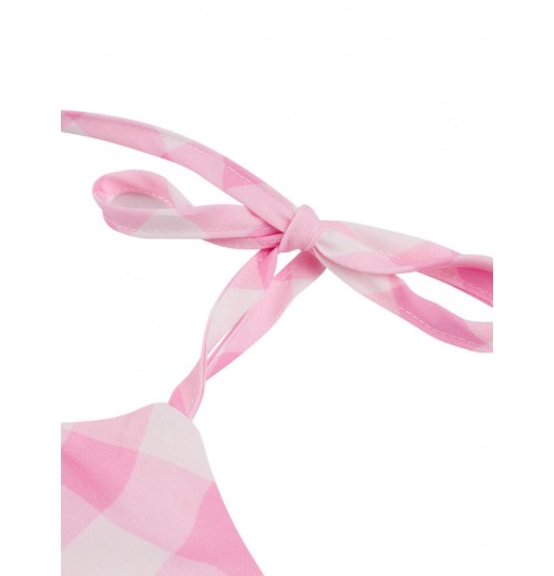 Plus Size Pink Plaid Strap Dress Plus Size Pink Plaid Strap Dress