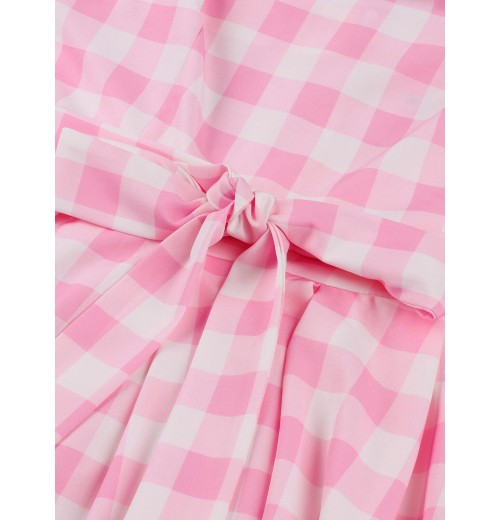 Plus Size Pink Plaid Strap Dress Plus Size Pink Plaid Strap Dress