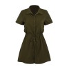Army Green Solid Lace-up Romper Army Green Solid Lace-up Romper