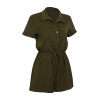 Army Green Solid Lace-up Romper Army Green Solid Lace-up Romper