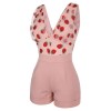 Strawberry Pink Patchwork Lace Romper Strawberry Pink Patchwork Lace Romper