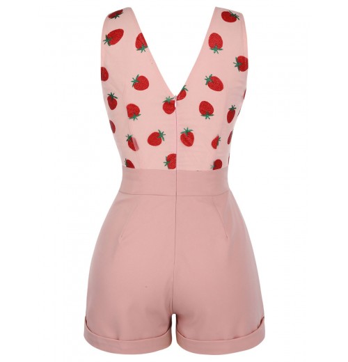 Strawberry Pink Patchwork Lace Romper Strawberry Pink Patchwork Lace Romper
