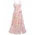 Light Pink Butterfly Strap Lace-up Vintage Dress