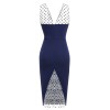 Dark Blue Patchwork Pencil Dress Dark Blue Patchwork Pencil Dress