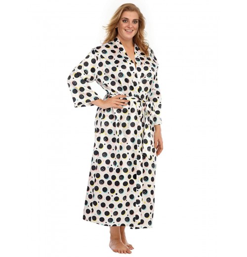 Plus Size V-Neck Polka Dots Pajama Robe Plus Size V-Neck Polka Dots Pajama Robe