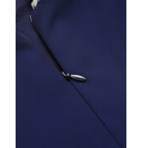 Dark Blue Patchwork Pencil Dress Dark Blue Patchwork Pencil Dress