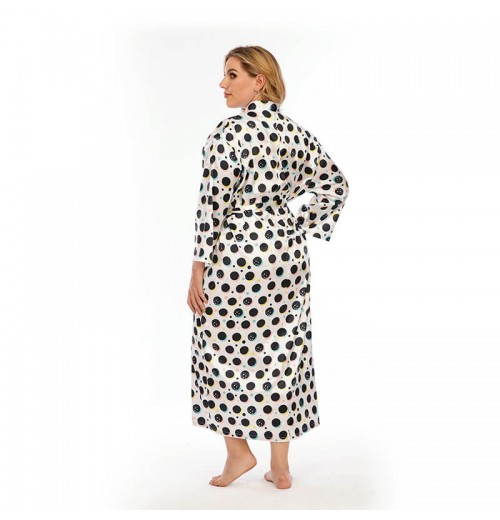 Plus Size V-Neck Polka Dots Pajama Robe Plus Size V-Neck Polka Dots Pajama Robe