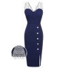 Dark Blue Patchwork Pencil Dress Dark Blue Patchwork Pencil Dress