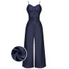 Navy Blue Cowboy Solid Strap Jumpsuit Navy Blue Cowboy Solid Strap Jumpsuit