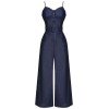 Navy Blue Cowboy Solid Strap Jumpsuit Navy Blue Cowboy Solid Strap Jumpsuit