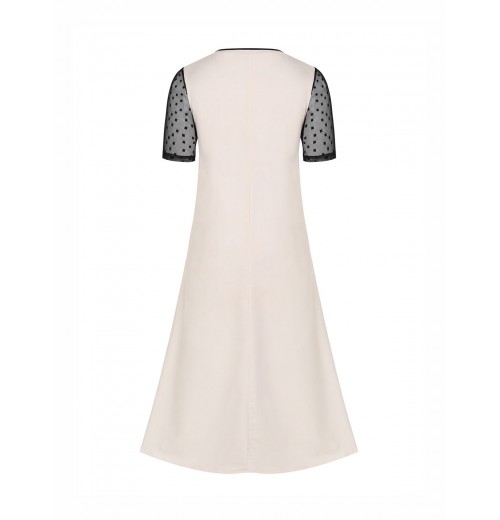 Plus Size Black & White Ink Lotus Sheer Sleeve Dress Plus Size Black & White Ink Lotus Sheer Sleeve Dress