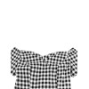 Plus Size Black&White Off-shoulder Gingham Plaid Dress Plus Size Black&White Off-shoulder Gingham Plaid Dress