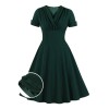 Plus Size Dark Green V-Neck Solid Swing Dress Plus Size Dark Green V-Neck Solid Swing Dress