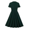 Plus Size Dark Green V-Neck Solid Swing Dress Plus Size Dark Green V-Neck Solid Swing Dress