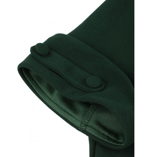 Plus Size Dark Green V-Neck Solid Swing Dress Plus Size Dark Green V-Neck Solid Swing Dress