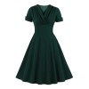 Plus Size Dark Green V-Neck Solid Swing Dress Plus Size Dark Green V-Neck Solid Swing Dress