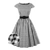 Plus Size Black Gingham Plaid Belted Swing Dress Plus Size Black Gingham Plaid Belted Swing Dress
