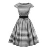 Plus Size Black Gingham Plaid Belted Swing Dress Plus Size Black Gingham Plaid Belted Swing Dress