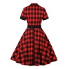 Plus Size Red & Black Plaid Lapel Dress With Belt Plus Size Red & Black Plaid Lapel Dress With Belt