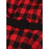 Plus Size Red & Black Plaid Lapel Dress With Belt Plus Size Red & Black Plaid Lapel Dress With Belt