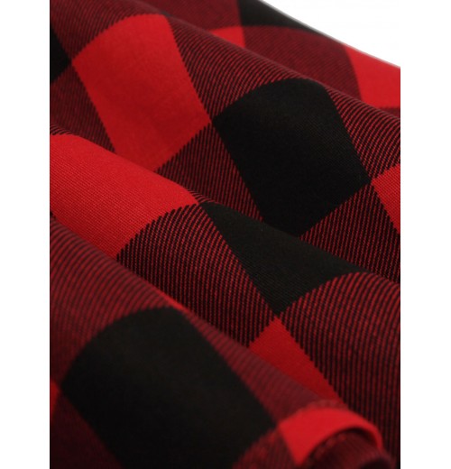 Plus Size Red & Black Plaid Lapel Dress With Belt Plus Size Red & Black Plaid Lapel Dress With Belt