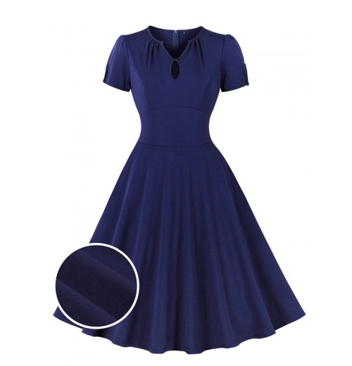Plus Size Dark Blue Keyhole Swing Dress Plus Size Dark Blue Keyhole Swing Dress