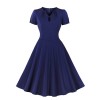 Plus Size Dark Blue Keyhole Swing Dress Plus Size Dark Blue Keyhole Swing Dress