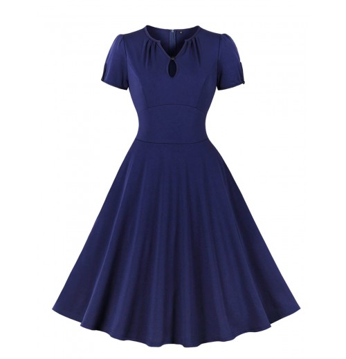 Plus Size Dark Blue Keyhole Swing Dress Plus Size Dark Blue Keyhole Swing Dress