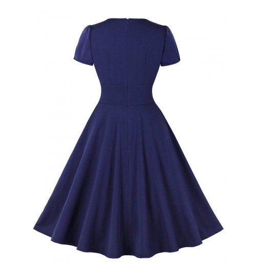 Plus Size Dark Blue Keyhole Swing Dress Plus Size Dark Blue Keyhole Swing Dress