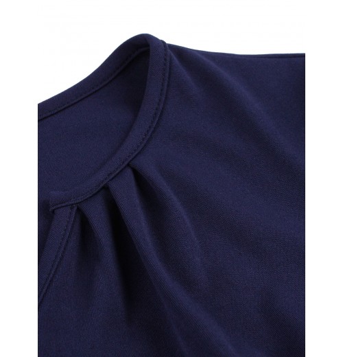 Plus Size Dark Blue Keyhole Swing Dress Plus Size Dark Blue Keyhole Swing Dress
