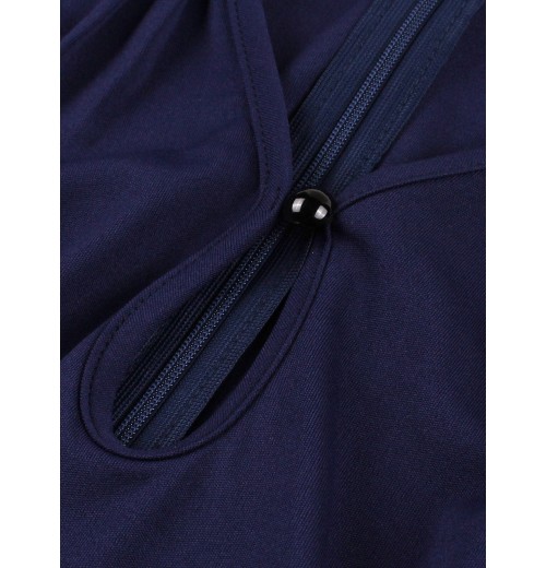 Plus Size Dark Blue Keyhole Swing Dress Plus Size Dark Blue Keyhole Swing Dress
