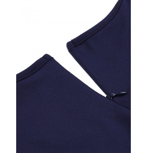 Plus Size Dark Blue Keyhole Swing Dress Plus Size Dark Blue Keyhole Swing Dress