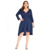 Plus Size Solid Pleated Long Sleeved Dress Plus Size Solid Pleated Long Sleeved Dress
