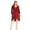 Plus Size Solid Pleated Long Sleeved Dress Plus Size Solid Pleated Long Sleeved Dress
