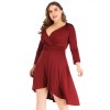 Plus Size Solid Pleated Long Sleeved Dress Plus Size Solid Pleated Long Sleeved Dress