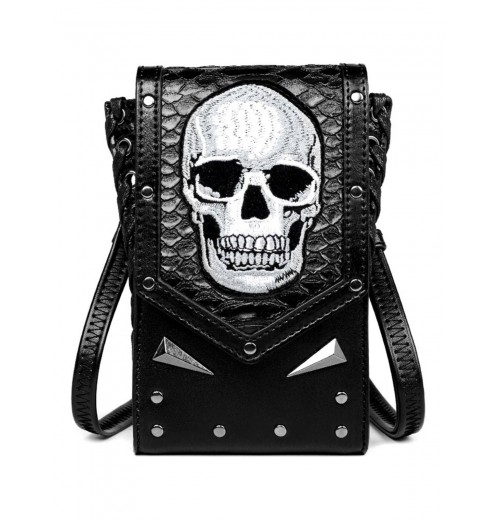 Black Halloween Embroidered Skull Bag Black Halloween Embroidered Skull Bag