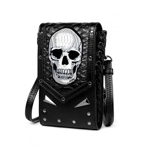 Black Halloween Embroidered Skull Bag Black Halloween Embroidered Skull Bag