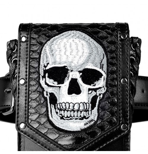 Black Halloween Embroidered Skull Bag Black Halloween Embroidered Skull Bag