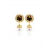 Dark Brown  Round Pearl Earrings