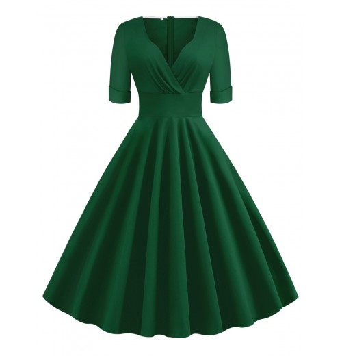 Solid Sweetheart Fold Swing Dress Solid Sweetheart Fold Swing Dress