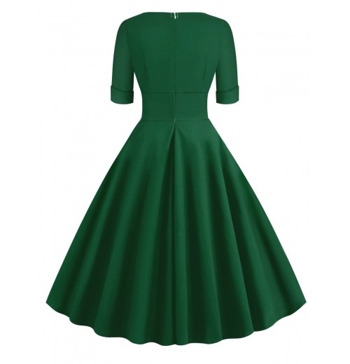 Solid Sweetheart Fold Swing Dress Solid Sweetheart Fold Swing Dress