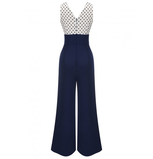 Polka Dot Patchwork Button Jumpsuit Polka Dot Patchwork Button Jumpsuit