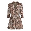 2PCS Leopard Lapel Romper & Khaki Skirt 2PCS Leopard Lapel Romper & Khaki Skirt