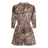 2PCS Leopard Lapel Romper & Khaki Skirt 2PCS Leopard Lapel Romper & Khaki Skirt