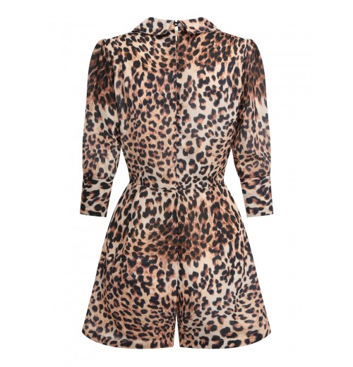 2PCS Leopard Lapel Romper & Khaki Skirt 2PCS Leopard Lapel Romper & Khaki Skirt