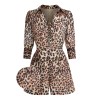 2PCS Leopard Lapel Romper & Khaki Skirt 2PCS Leopard Lapel Romper & Khaki Skirt