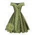 Green  Off-Shoulder Vintage Dress